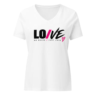 LO/VE V-neck tee product view — GIRLFINITY identity tee