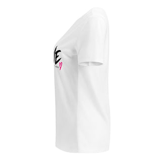 LO/VE V-neck tee product view — GIRLFINITY identity tee