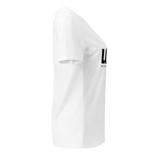 LO/VE V-neck tee product view — GIRLFINITY identity tee
