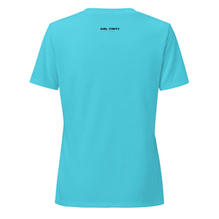 LO/VE V-neck tee product view — GIRLFINITY identity tee
