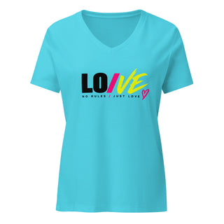LO/VE V-neck tee product view — GIRLFINITY identity tee