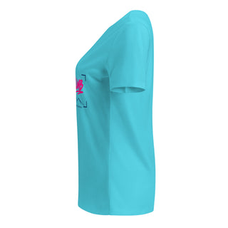 BORN TO CLIMB V-neck tee product view — GIRLFINITY identity tee