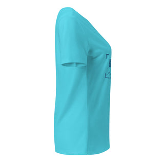 BORN TO CLIMB V-neck tee product view — GIRLFINITY identity tee